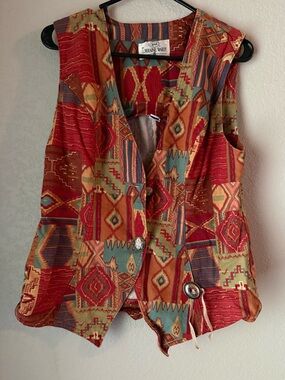 Vintage Southwestern Vest Lorraine Wardy Opal USA Medium Aztec Western Boho